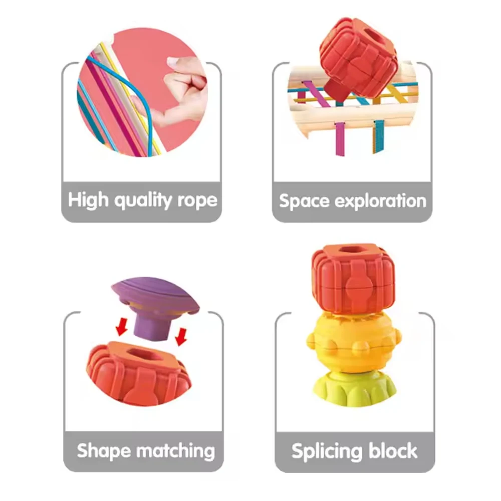 2024 Baby hot sale early education cube shape sorter toys montessori activity cube sorter sensory toys