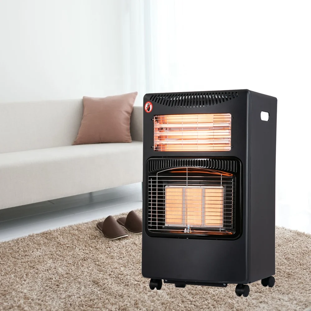Modern Style Easily Cleaned 2 in 1 Gas Living Room Heater Foldable Freestanding Gas Room Heater with Casters for Indoor