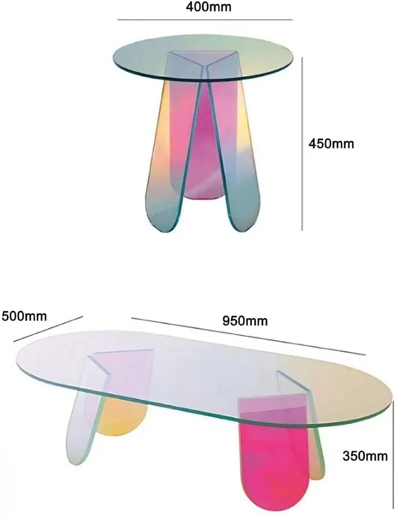  small Acrylic oval shaped Side Coffee Table 