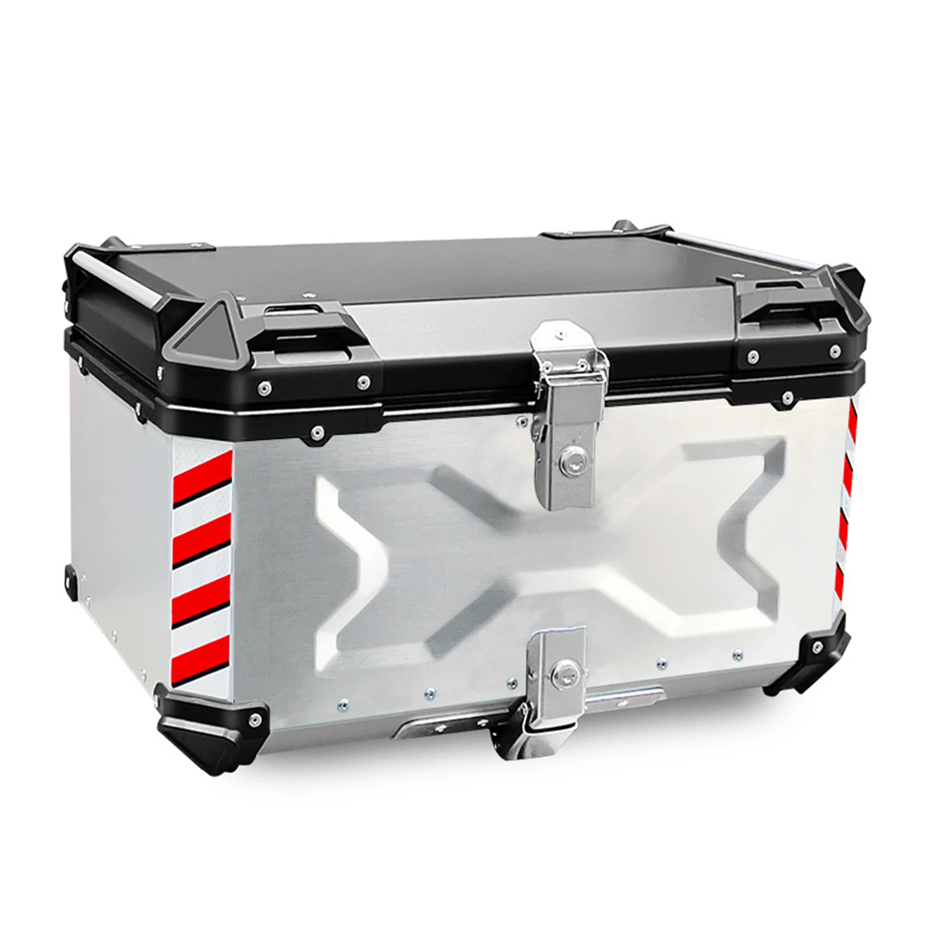 30L Motorcycle Parts Top Box Waterproof Black/Silver Rear Helmet Case Tail Storage Toolbox For Universal
