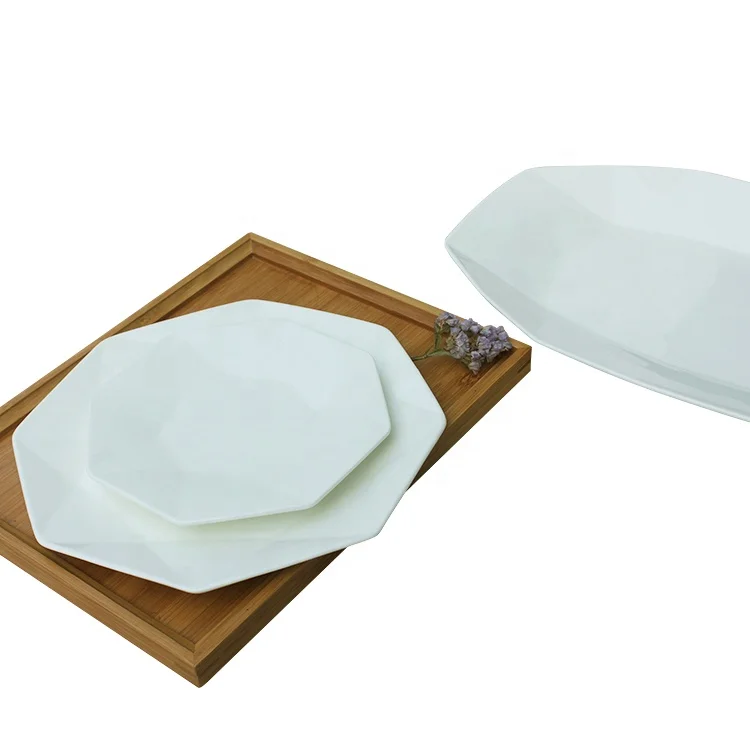 custom made octagon fine china royal white crockery porcelain ceramic tableware dinnerware sets