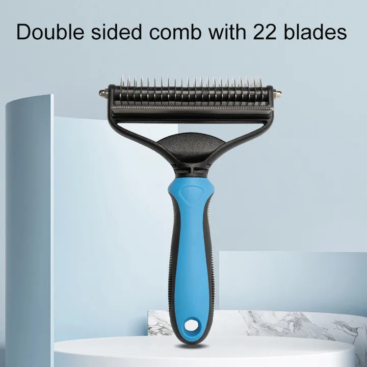 Good quality cheap price hot sell dog pet grooming products cleaning pet tool 2 in 1 pet comb hair removal dog hair removal comb