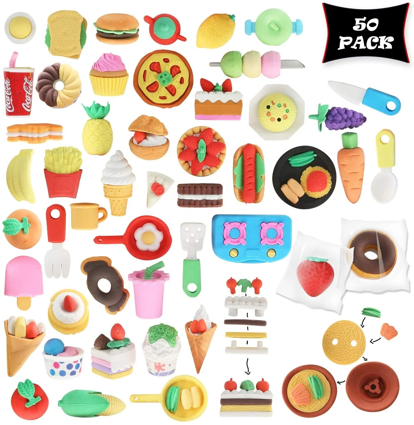 Novelty Food Puzzle Erasers for Kids Party Favors and Classroom