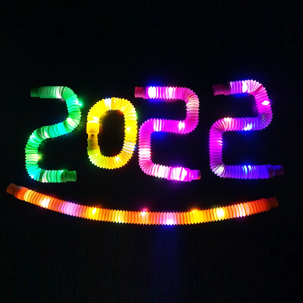 Plastic Stretch LED Light Pop Tubes Sensory Fidget Toys Stress Relief Party Favors for Kids