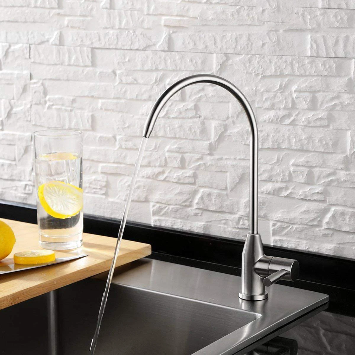 Water Filter Faucet 100% Lead-Free Drinking Water Faucet Lengthened Threaded Rod Fits Most Kitchen Countertop