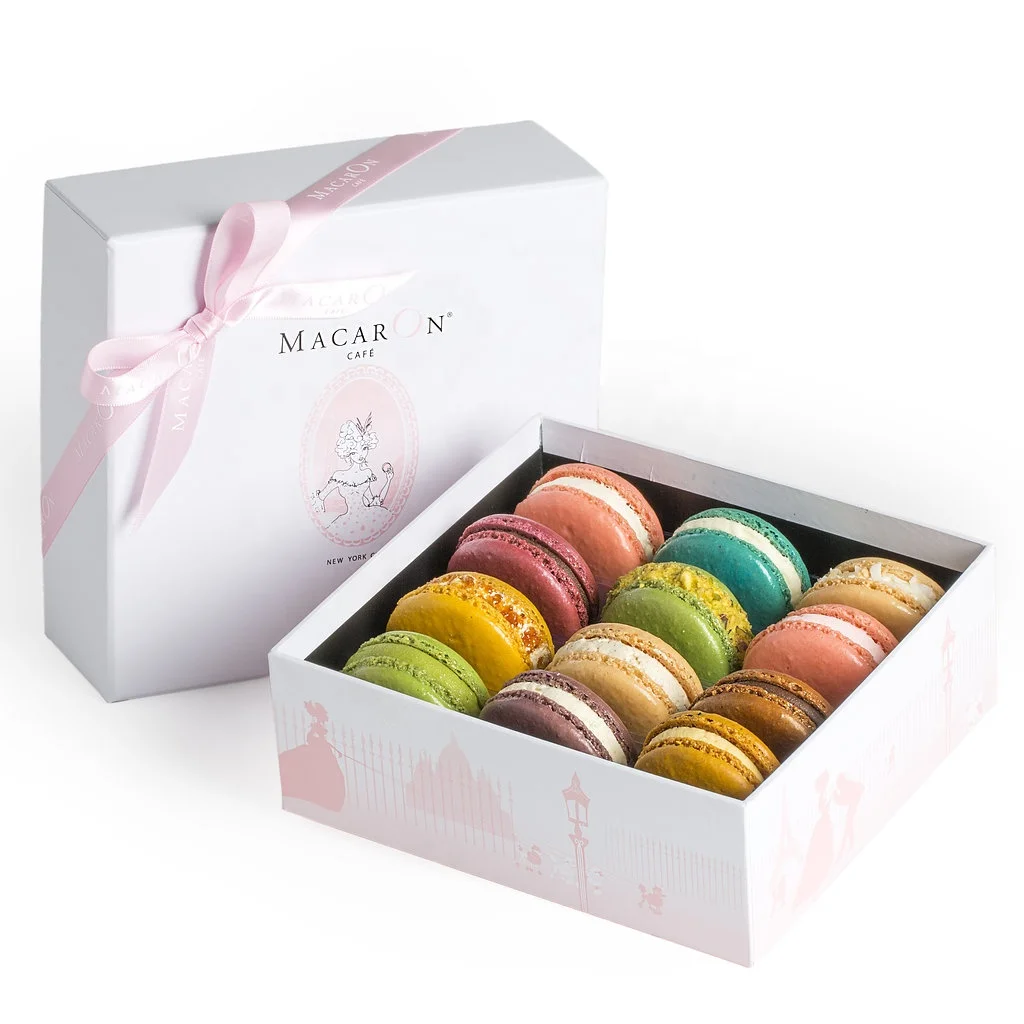 Custom Logo Eco Friendly Food Grade Lid and Base Cookie Macaron Chocolate Dessert Luxury Packaging Paper Box