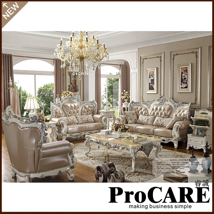 Luxury Living Room Furniture Sofa Set Classic Luxury Exclusive Sofas Wooden Carving Imperial Genuine Leather Sofa