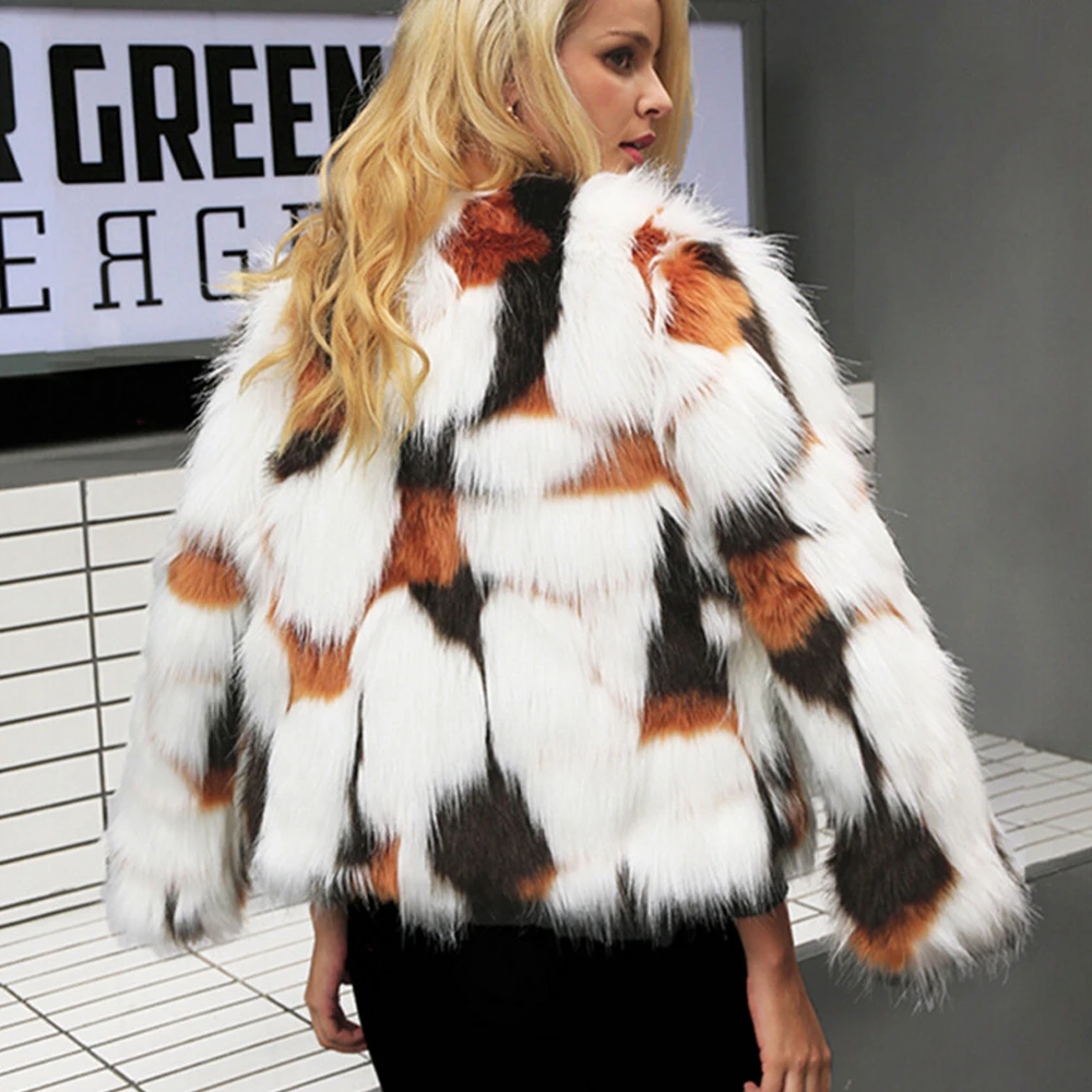 Hot Sale High Quality Casual Women Fashion Faux Fox Fur Coat Custom Multicolor Faux Fur Jacket Factory Price