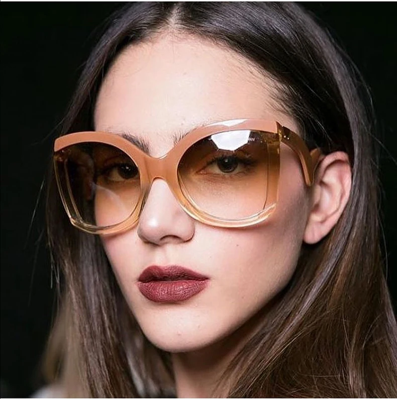 2022 New Fashion Women Oversized Butterfly Style Gradient Sunglasses Vintage Design Sun Glasses