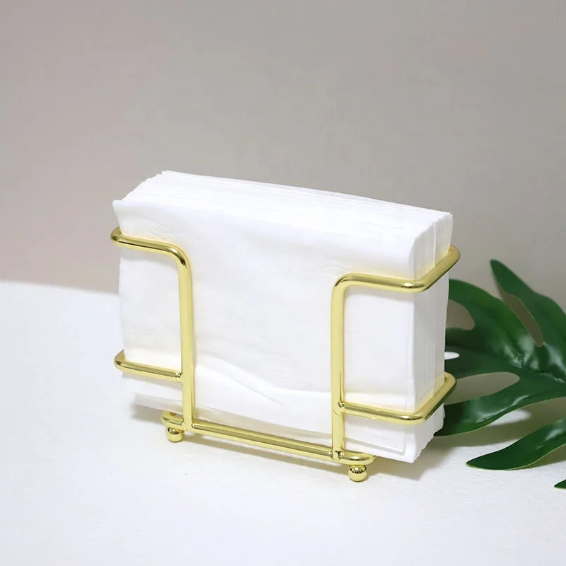 Nordic black gold rose gold metal table decorative paper napkin holder for restaurant
