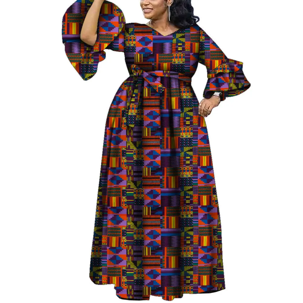 African ethnic printed cotton dresses, fashionable party and wedding costumes