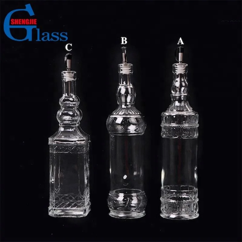 Good Price  Embossed Custom Glass Cooking Oil Bottle Leakproof Olive Oil Glass Bottle With Lid
