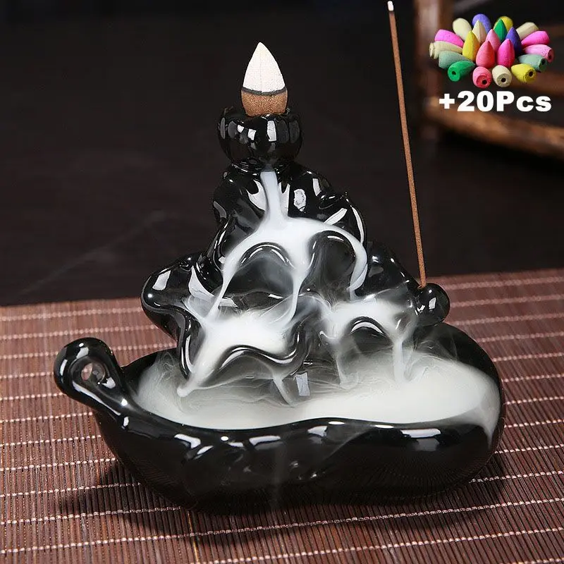Custom Incense Cone Burner Waterfall Quemador Incienso Ceramic Backflow Incense Burner