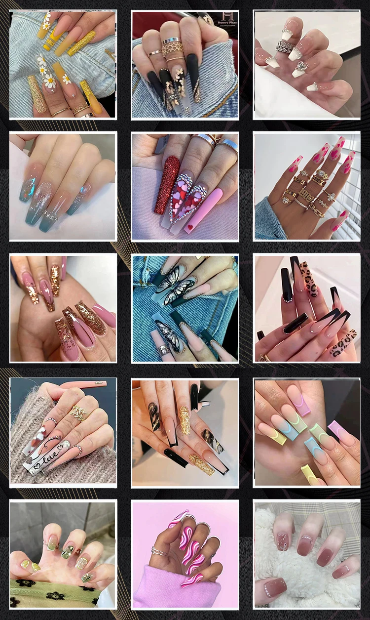 wholesale Acrylic press on nails Artificial Long Ballerina Jelly Glossy Red False Nails press on nails