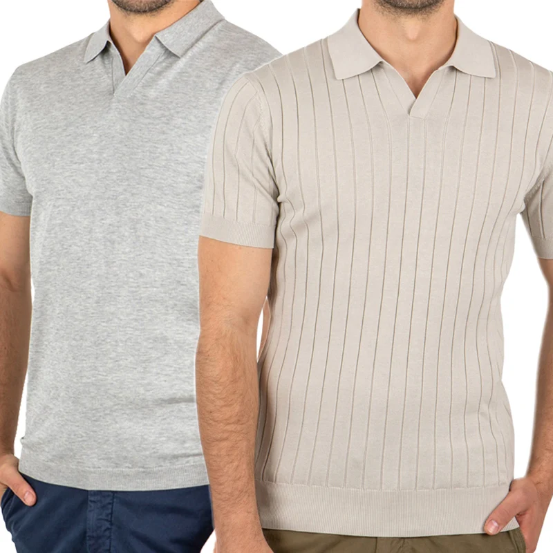 Chinese Manufacturer Wholesale New Arrival Men Knitted Polo Sweaters Short Sleeve Solid Color Knitted Polo Shirt for Summer