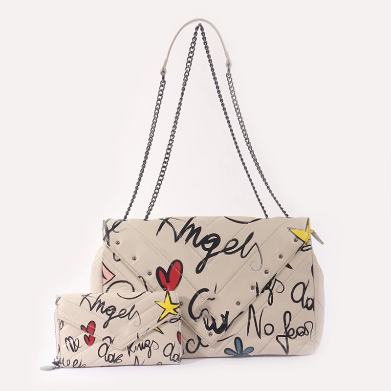 2021 fashion soft PU leather crossbody bag women new designer purse shoulder bag ladies printing graffiti handbag