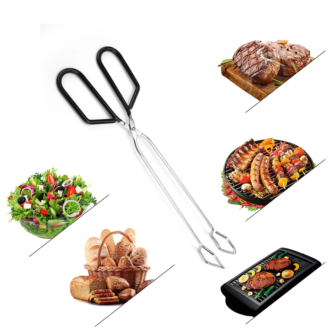 15 Inch 16 Inch Stainless Steel Kitchen Tongs Scissor Wire Cooking Tongs For BBQ Baking Bread Food Barbecue