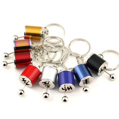 Men Souvenir Auto Part Model Metal Gear Shift 6 Speed Gearbox Shape Keychain Perfect for Car Fans