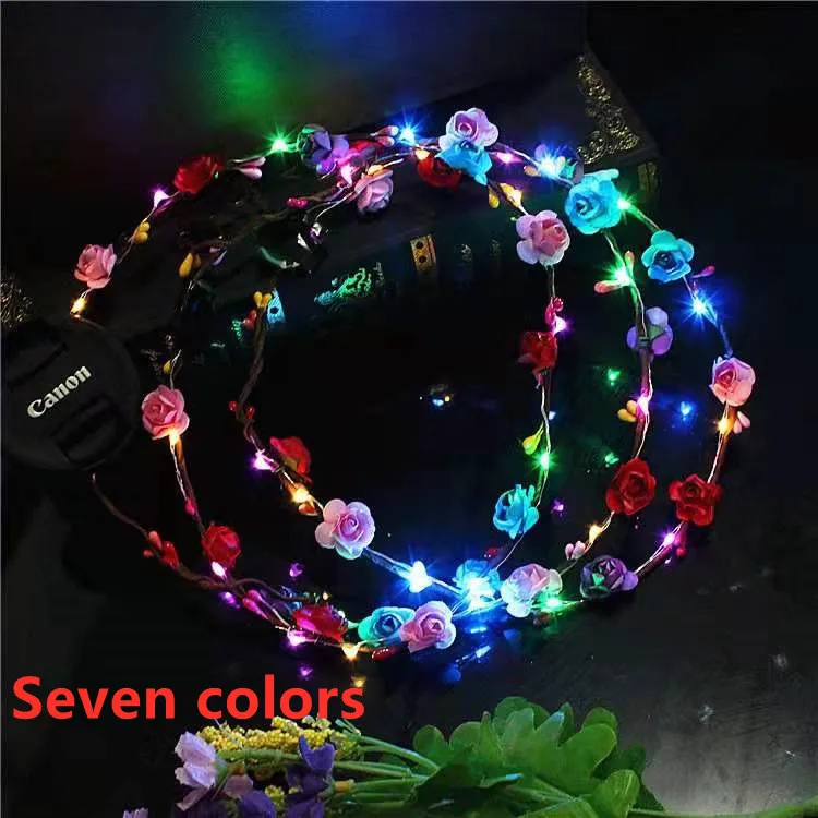 Flashing flower crown headbands party women hair accessories Led garland for party festival