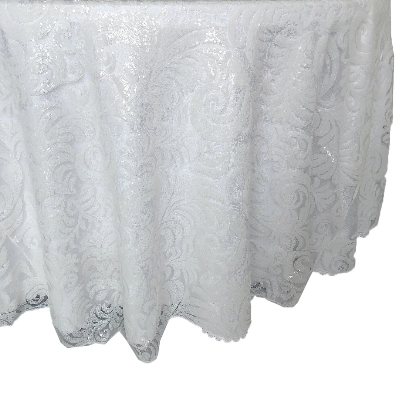 Luxury embroidered sequin round  tablecloth for wedding