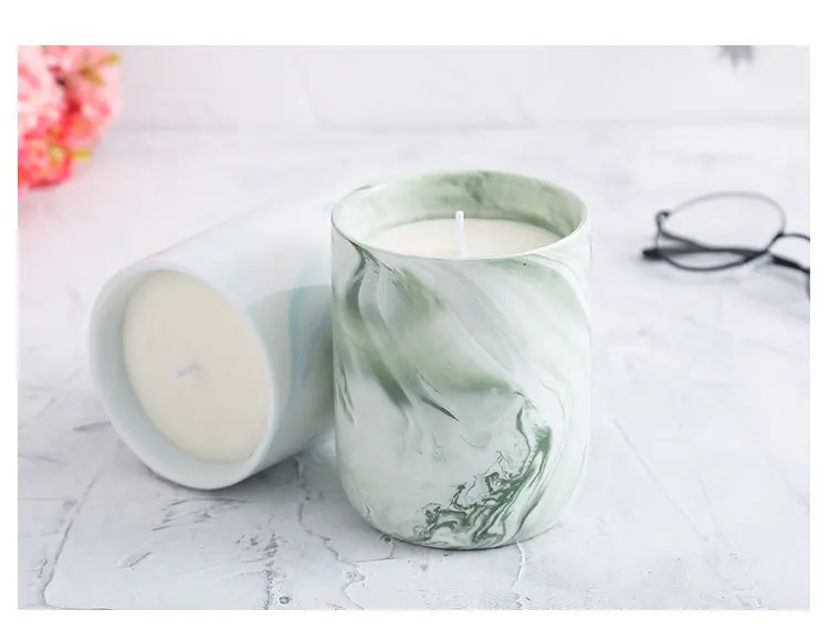 Мраморные зернистые керамические подсвечники, сосуды, оптовая продажа, банка для свечей с крышкой