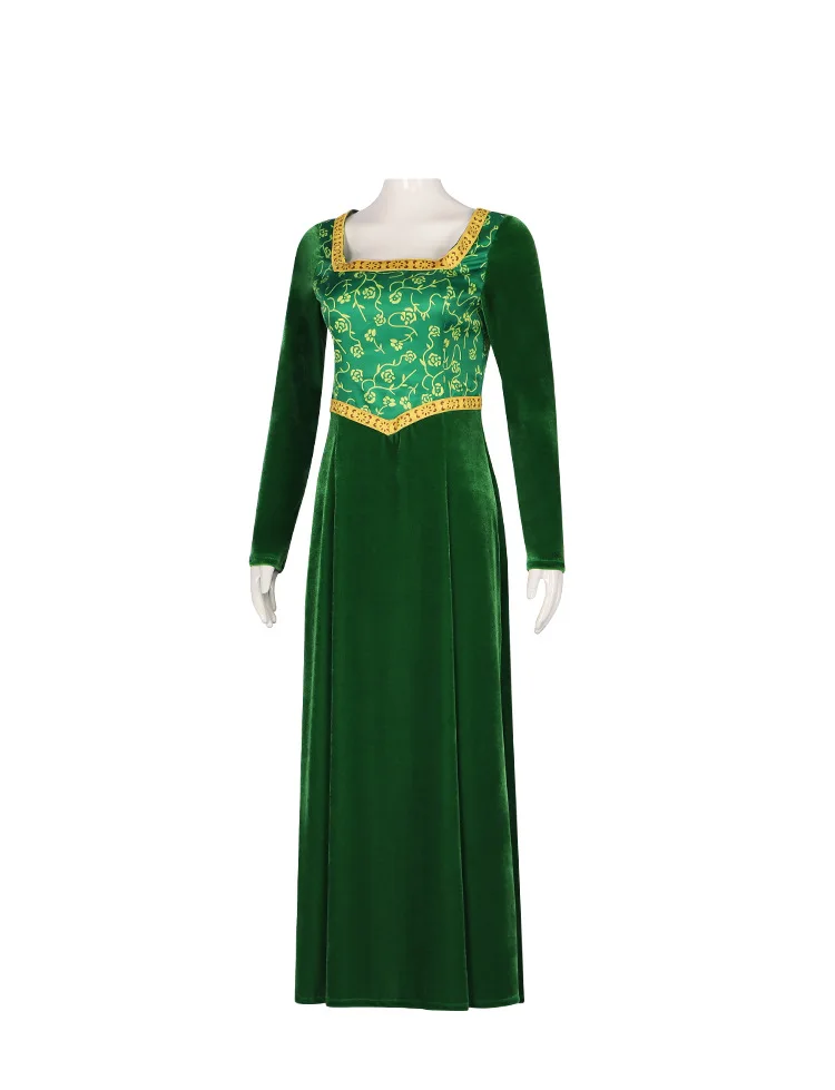Movie Shrek Cos Costume Fiona Princess Green Dress Adult Stage Costumes Halloween Dress