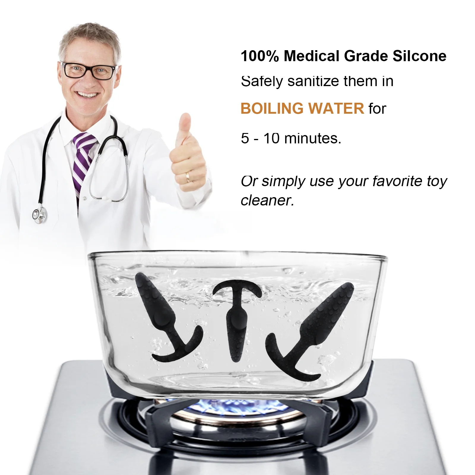 Sexbey Factory direct sells three sets of silicone butt plugs tail Crystal sex toy store sex toy cone anal plugs