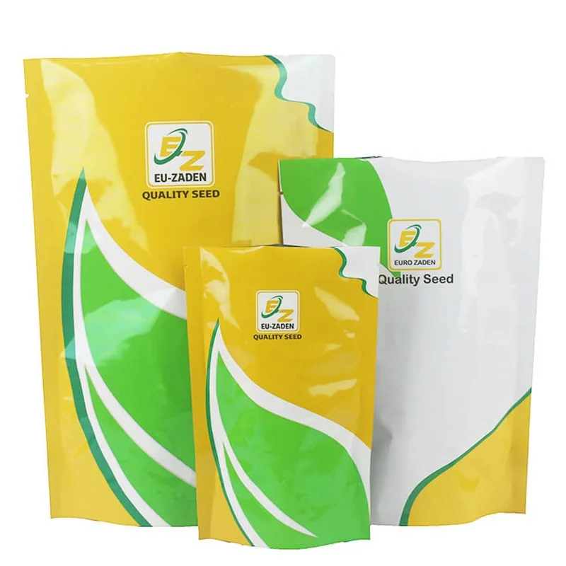 Custom Aluminum Foil Bag Seeds Food Moisture Glossy Three Side Seal Packaging Stand Up Pouch For Grain