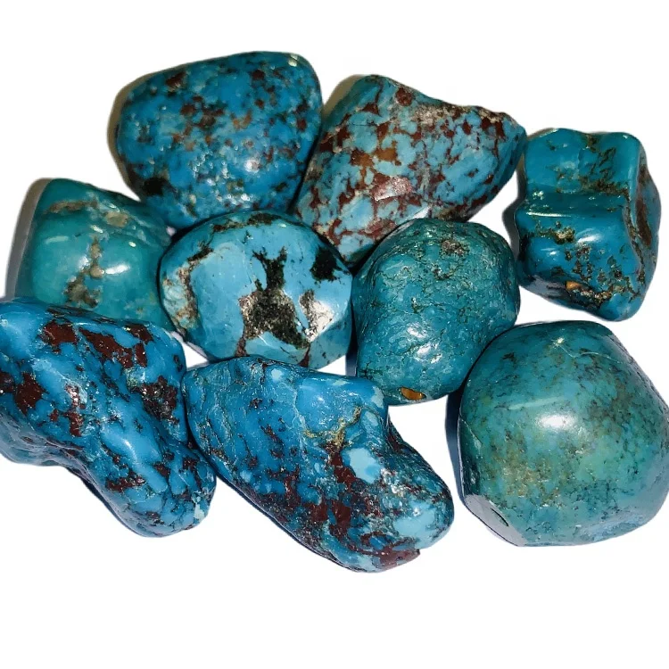 Turquoise Blue Stones with Dark Veins Blue Beads Large Chunky