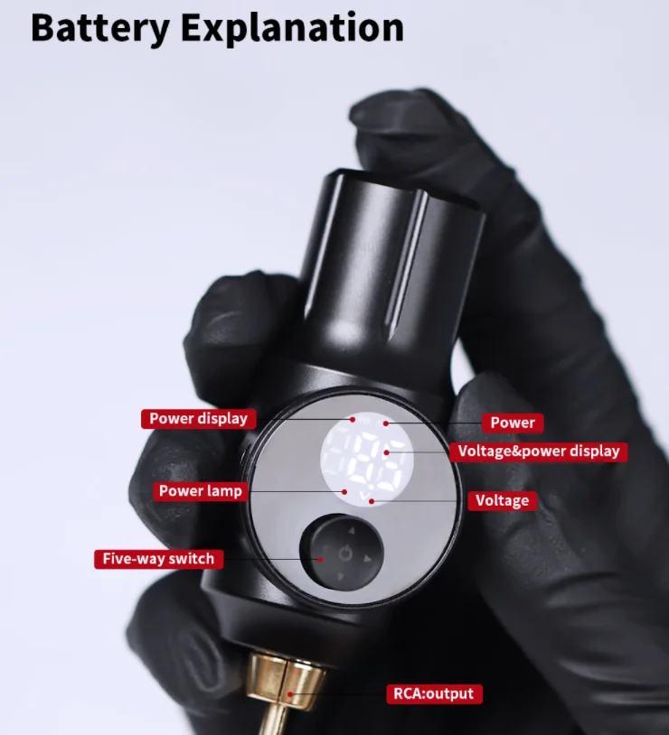 Fast Charge 1500mAh Tattoo Battery RCA Interface Wireless Tattoo Power Supply for Rotary Tattoo Machine