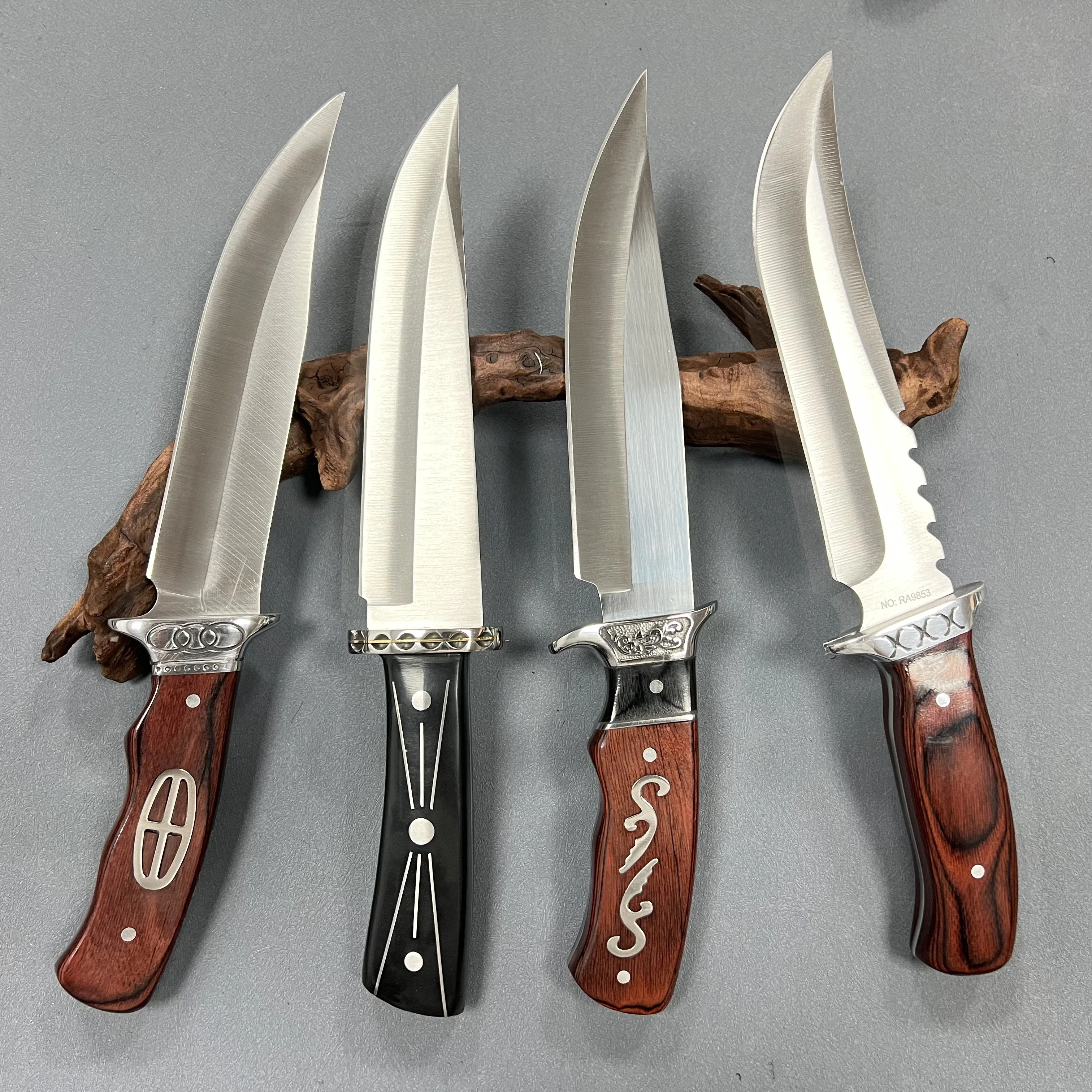 Satin Bowie blade outdoor knife Advanced design Stainless steel fixed blade hunting knives 420HC professional tactical knives