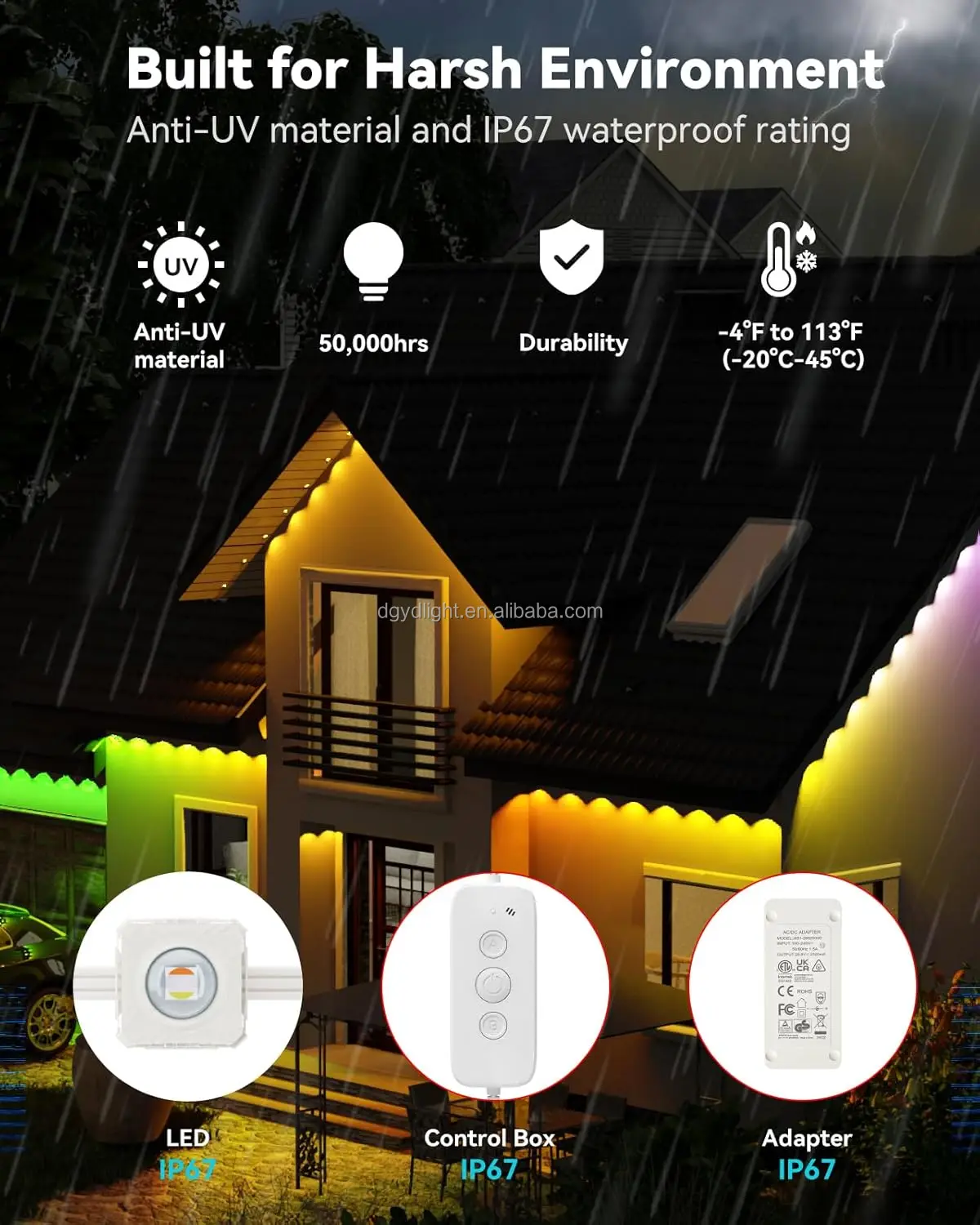 RGBCW LED Point Pixel Light Permanent Tracking Building Roof Outdoor Lighting Christmas Halloween Party Decoration