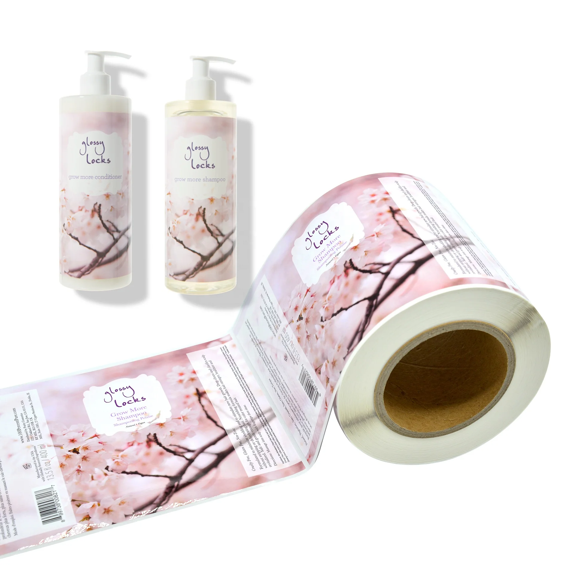 Personal custom cosmetics Custom labels Delicate printed shampoo and conditioner dedicated plastic bottle label stickers