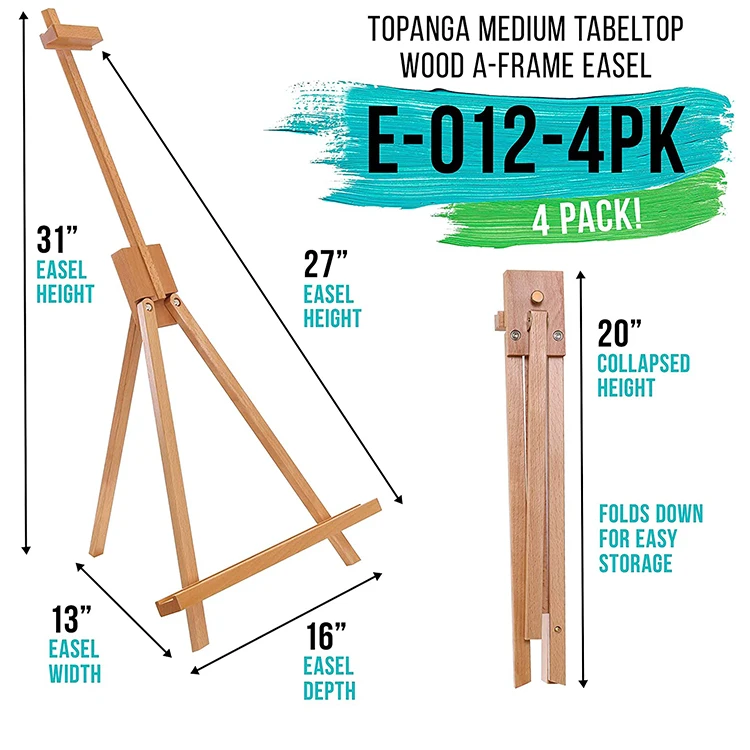Tabletop Display Stand  Artist canvas  Easel,Beechwood Tripod for kids  Painting easel artists painting set wood easel stand