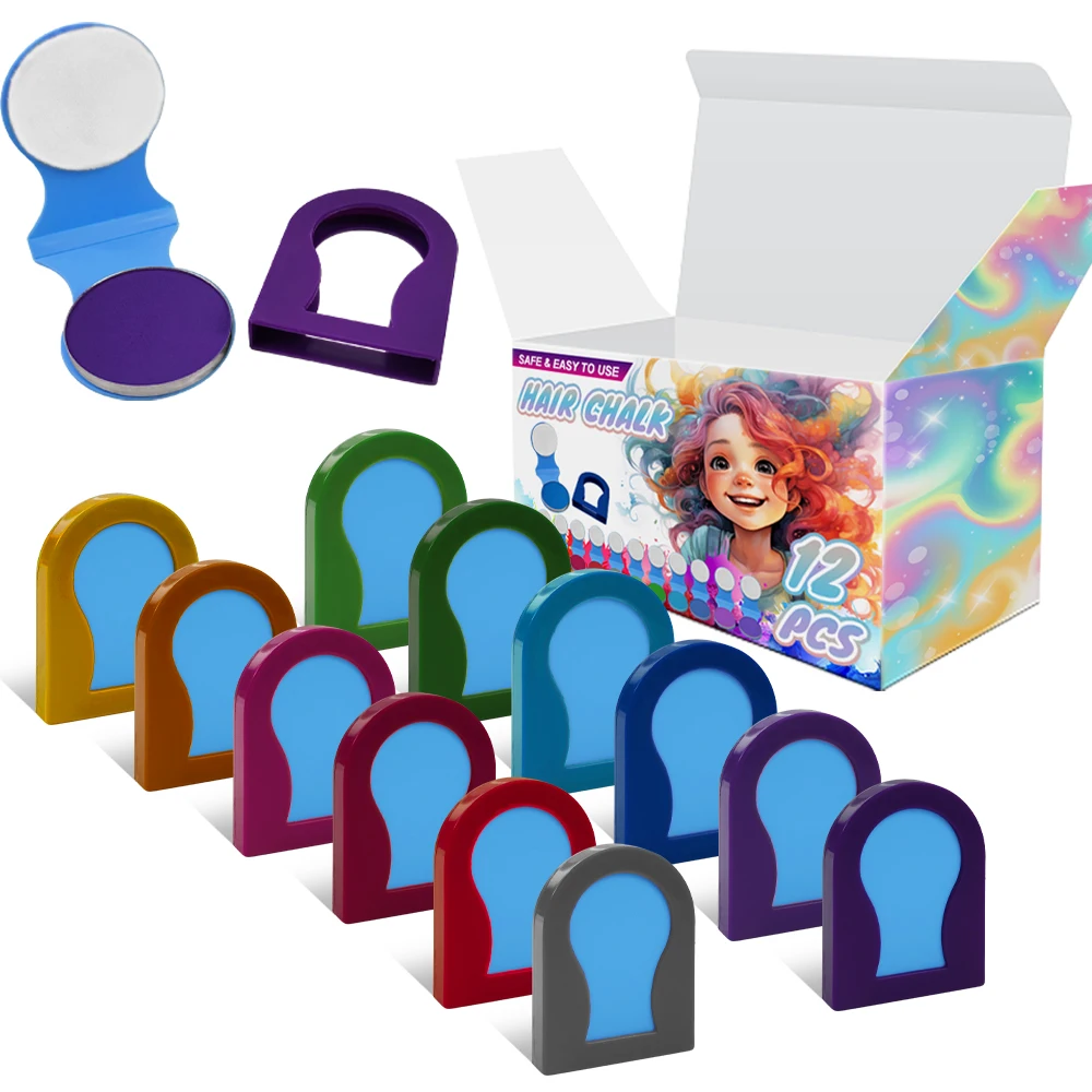 KHY 12 Colors Hair Chalk Temporary Hair Color for Kids, Washable Temporary Hair Dye Girls for Halloween, Christmas, Hair Chalk