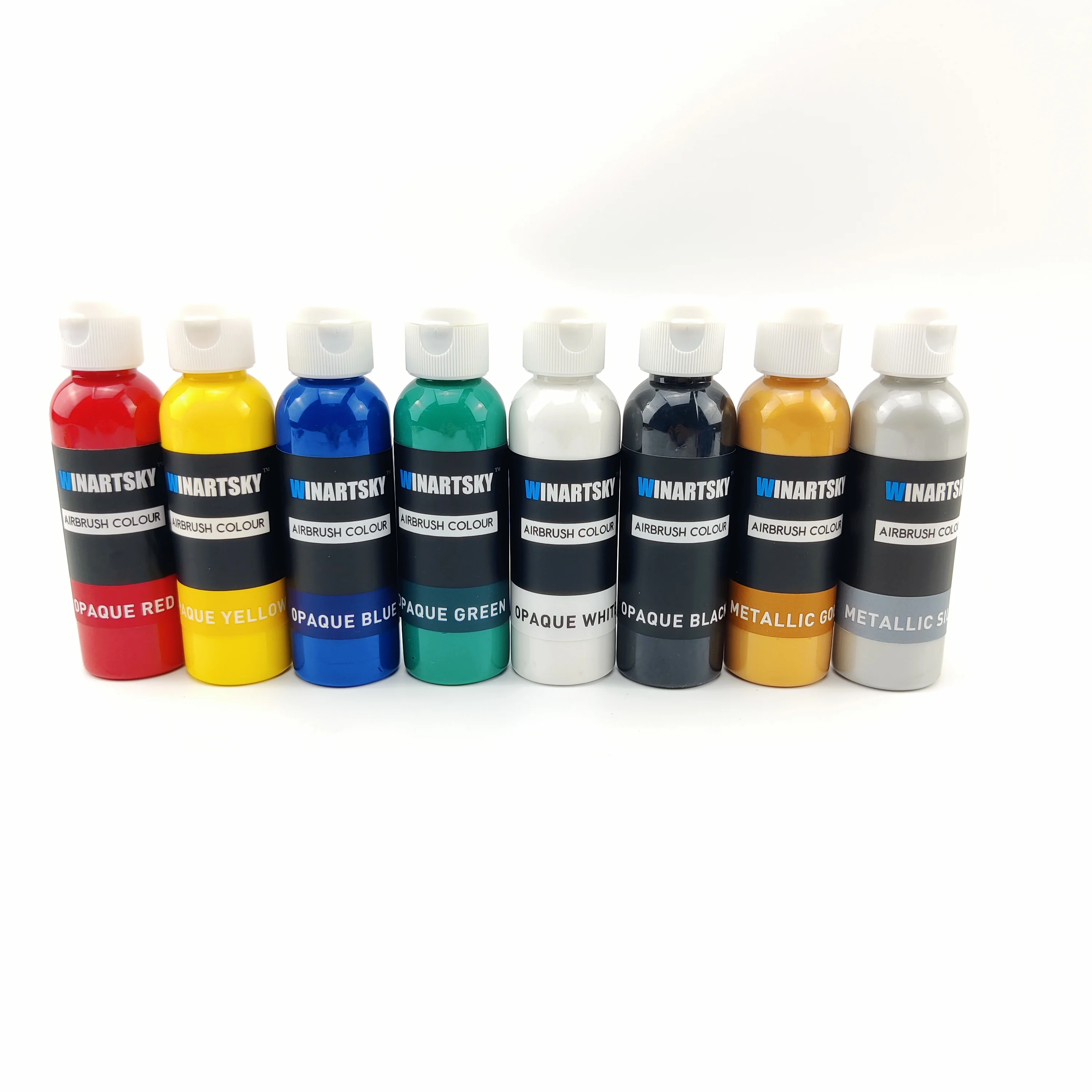 8 Colors Airbrush Paint Set (60ml Each), Water Based Airbrush Paint Kit for Metal, Plastic Models, Leather, Opaque, Pearl colors