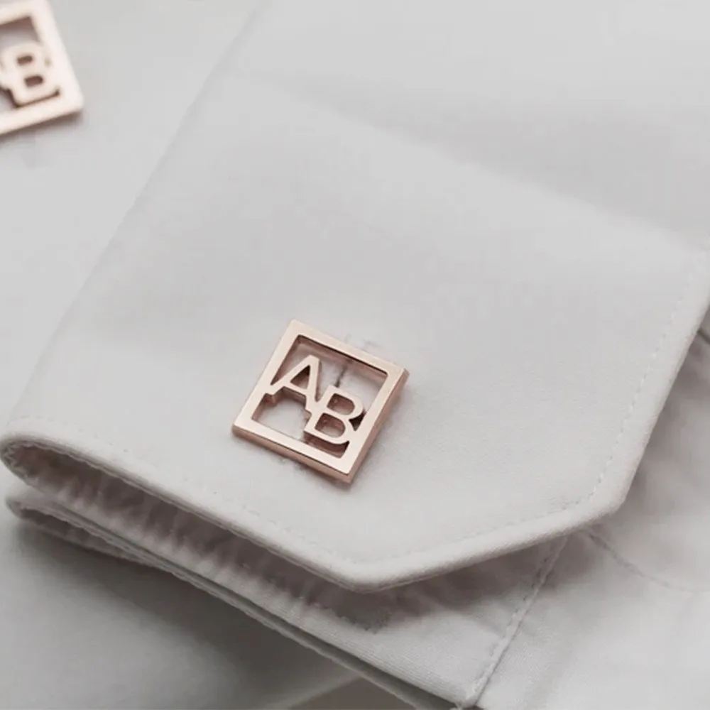 Chinese factory initial letter square shape cufflinks for men