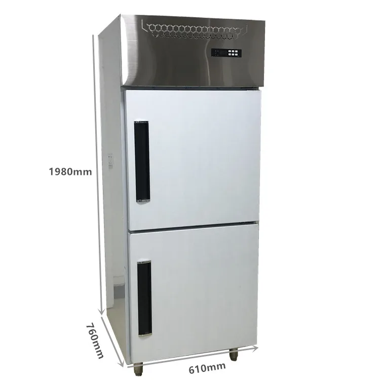 Upright Double temperature stainless steel Kitchen refrigerator /bottom frozen freezer