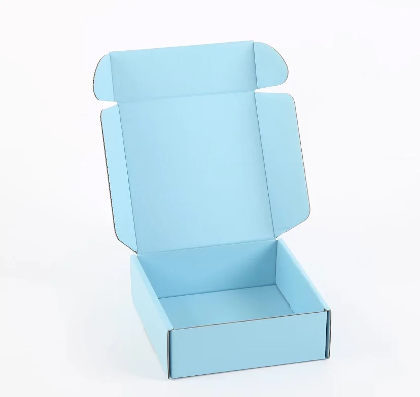 Manufacturers Foldable Blue Custom Empty Corrugated Cardboard Gift Paper Box Mailing Shipping Packaging Boxes