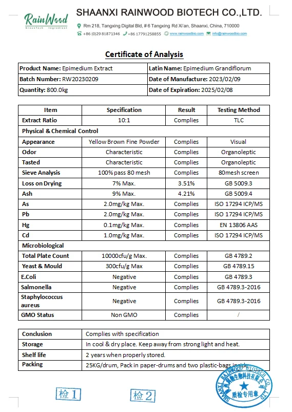 Wholesale Price Epimedium Extract Epimedium Capsules 99% Pure Food Grade