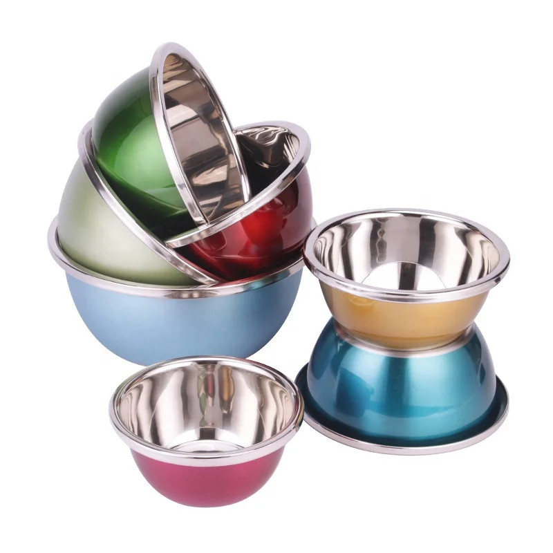 Kitchen Accessories Color Coating Soup Bowl Basin Stainless Steel Mixing Bowl Set knorr Salad Dressing