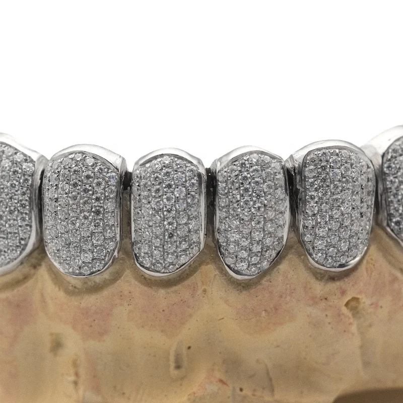 Rapper Jewelry 925 Silver/10k/14k Gold Zigzag Setting Bustdown Iced Out Custom Moissanite Grillz Teeth