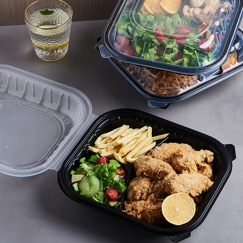 Wholesale Price 1 3 Compartment Disposable Plastic Dual Color PP Food Container for Food Takeaway