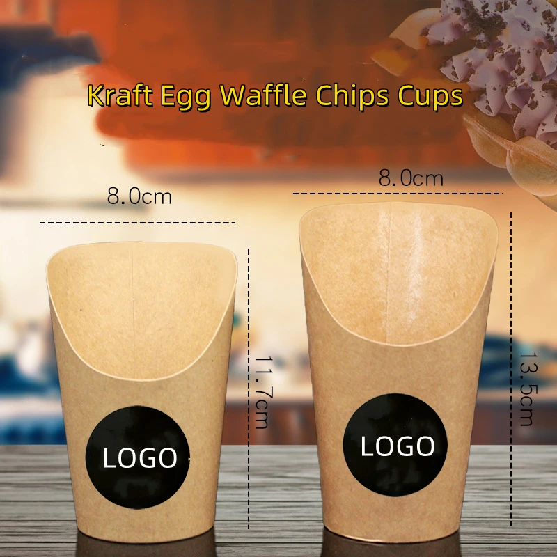 HongKong Egg Waffle Box Crepe Cone Waffle Paper Packaging Cone Holder Bubble Tea Waffle Packaging custom packing paper box