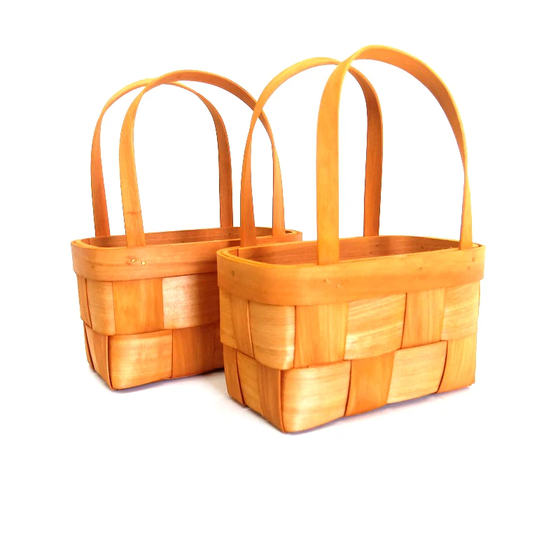 New hot sale bamboo wood woven flower basket wedding candy basket easter egg basket
