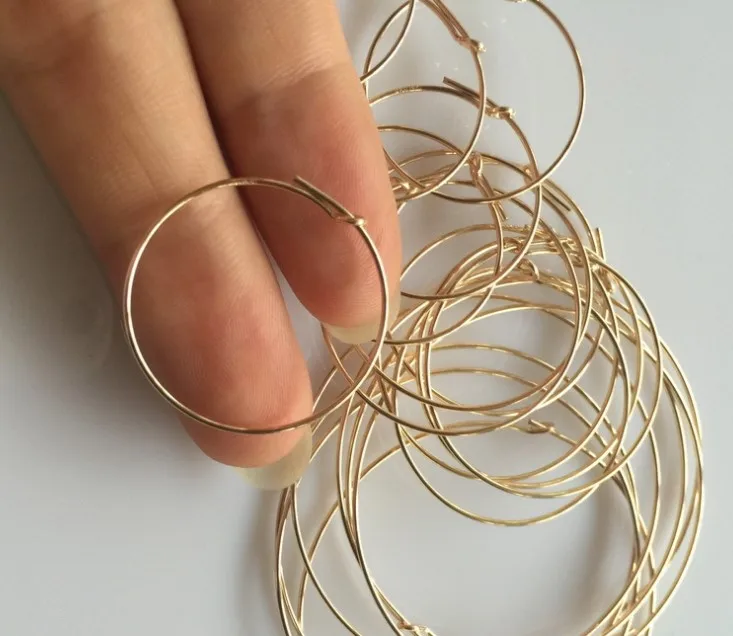 NANA high quality 14k italian gold filled round 15mm earring hoop, brass gold filled earring accessories