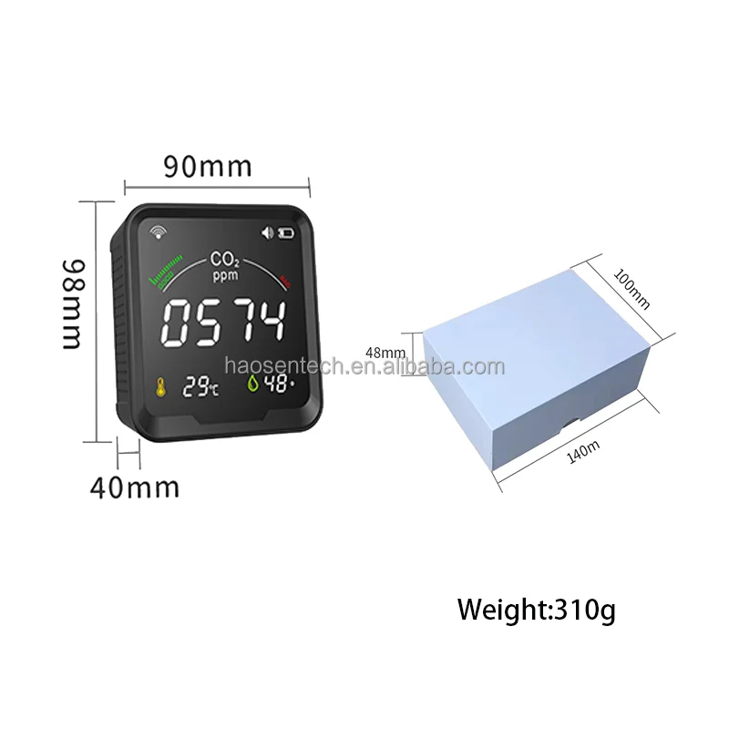 Smart Wifi co2 Detector Alarm Mini Air Quality Monitor ppm Meter co2 co2 meter + app