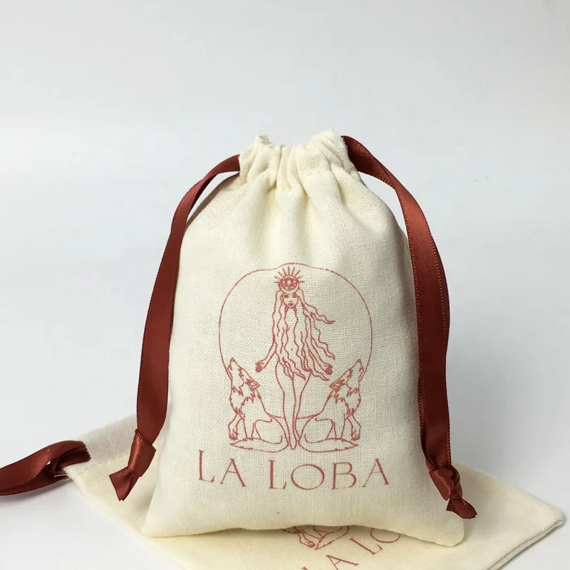 Natural organic cotton drawstring storage bag wholesale cotton drawstring dust bag for packaging shoes bag