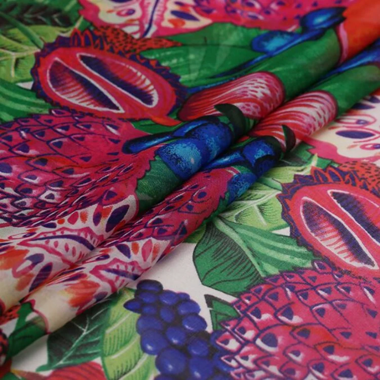 Chinese Silk Fabric Digital Printed Crinkle Chiffon Silk Fabric by the Yard