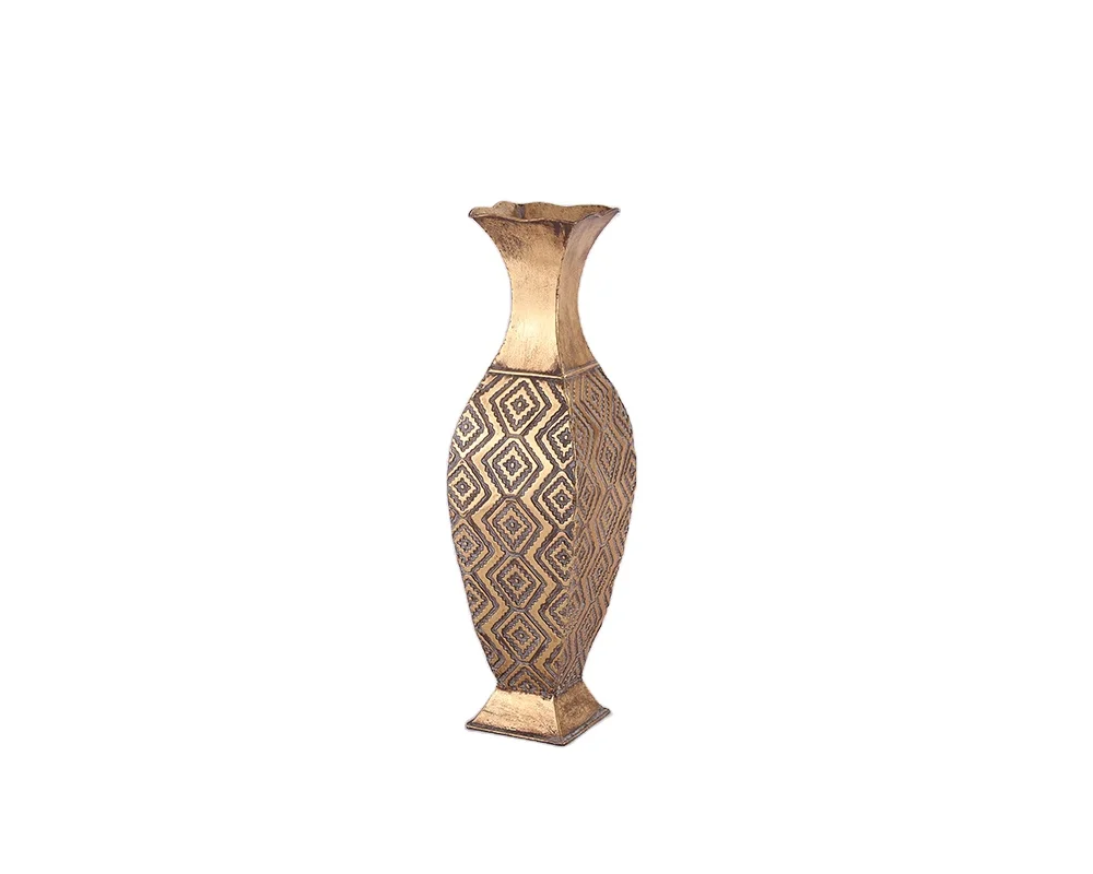 
Hot selling luxury golden square statue vase and golden finished home decoration wholesale 